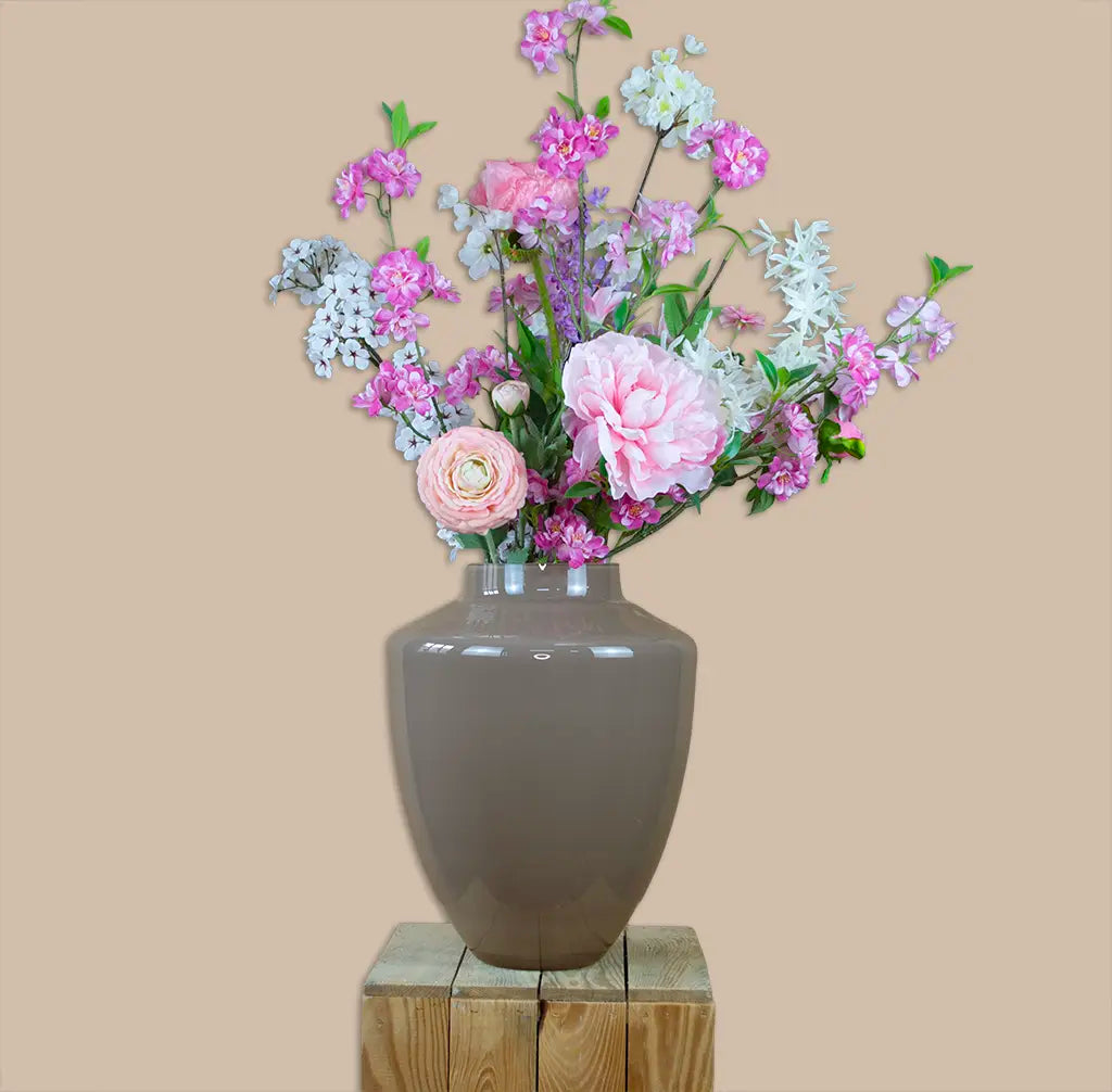 Zijden boeket licht roze, wit, paars, blush bloom in vaas Tugela